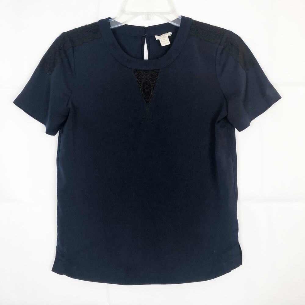 J. Crew Womens Top Size XXS Petite Chiffon Lace Business Career Office Corpcore